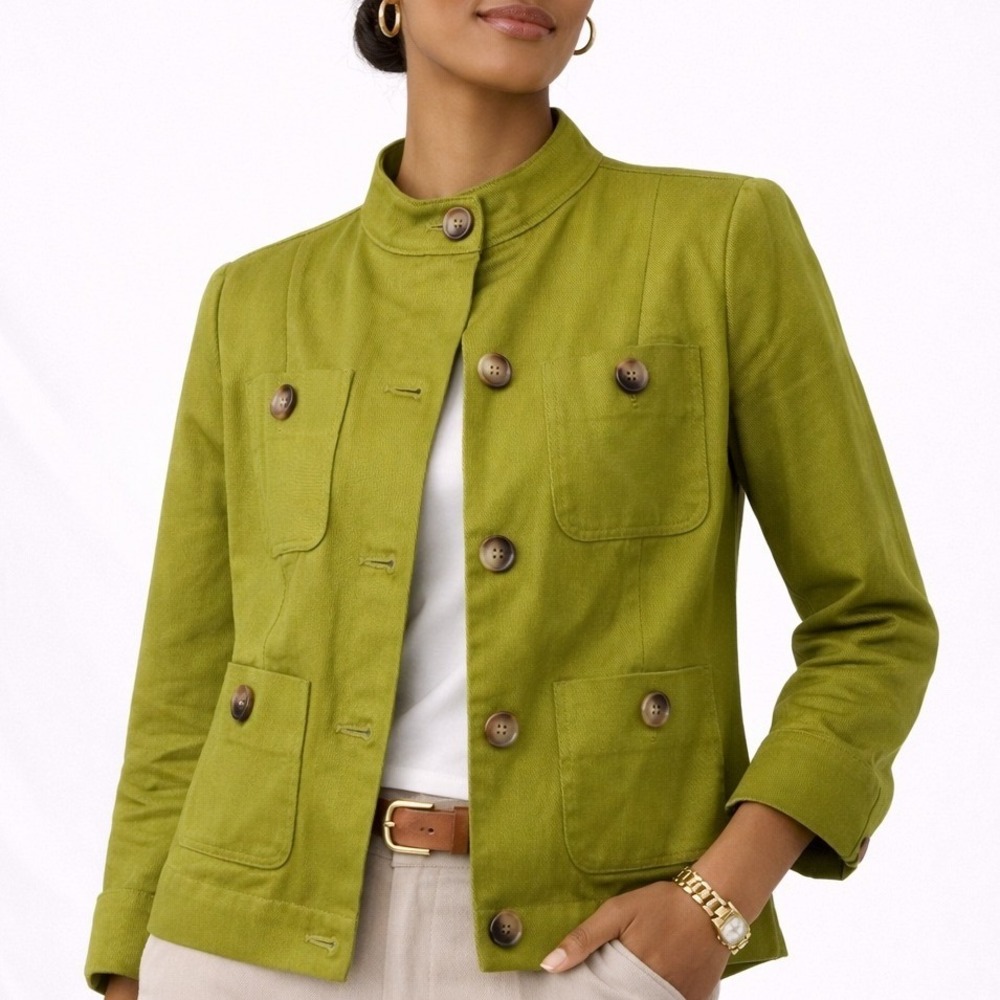 Four Pocket Jacket Cotton Blend Office 10P Talbots Women